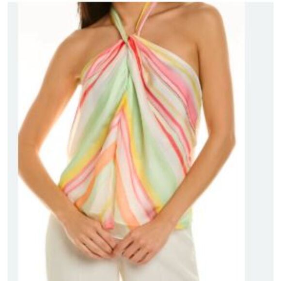 Ramy Brook Women's Printed Fern Tie Halter Top Multi Rainbow Sz S NWT 295 - Picture 6 of 6